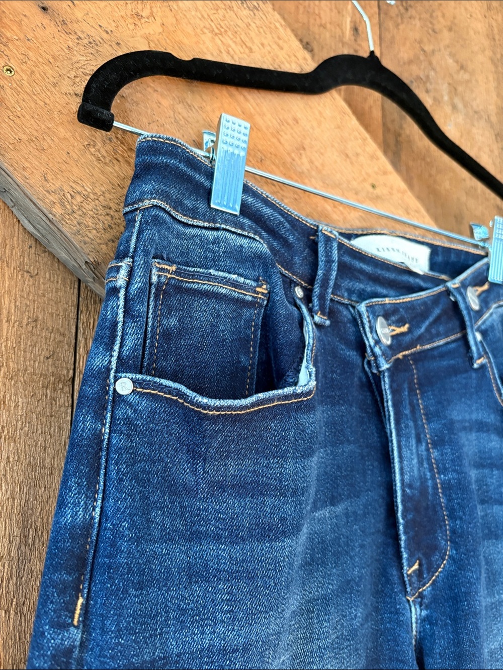 Risen Jeans Size 5/27 Dark Wash High Rise Crossover Straight Leg Jeans RDP5334 - Picture 3 of 9